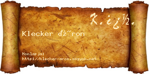 Klecker Áron névjegykártya